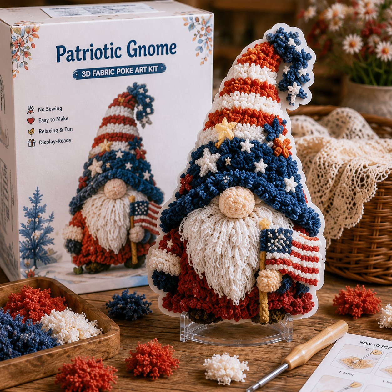 Gnome 3D Fabric Poke Art Kit