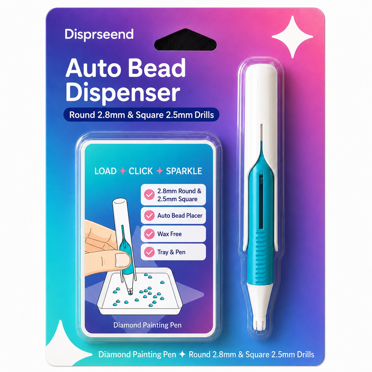 🔥 Last Day 70% OFF – 💎 Automatic Diamond Painting Bead Dispenser Pen & Tray Set