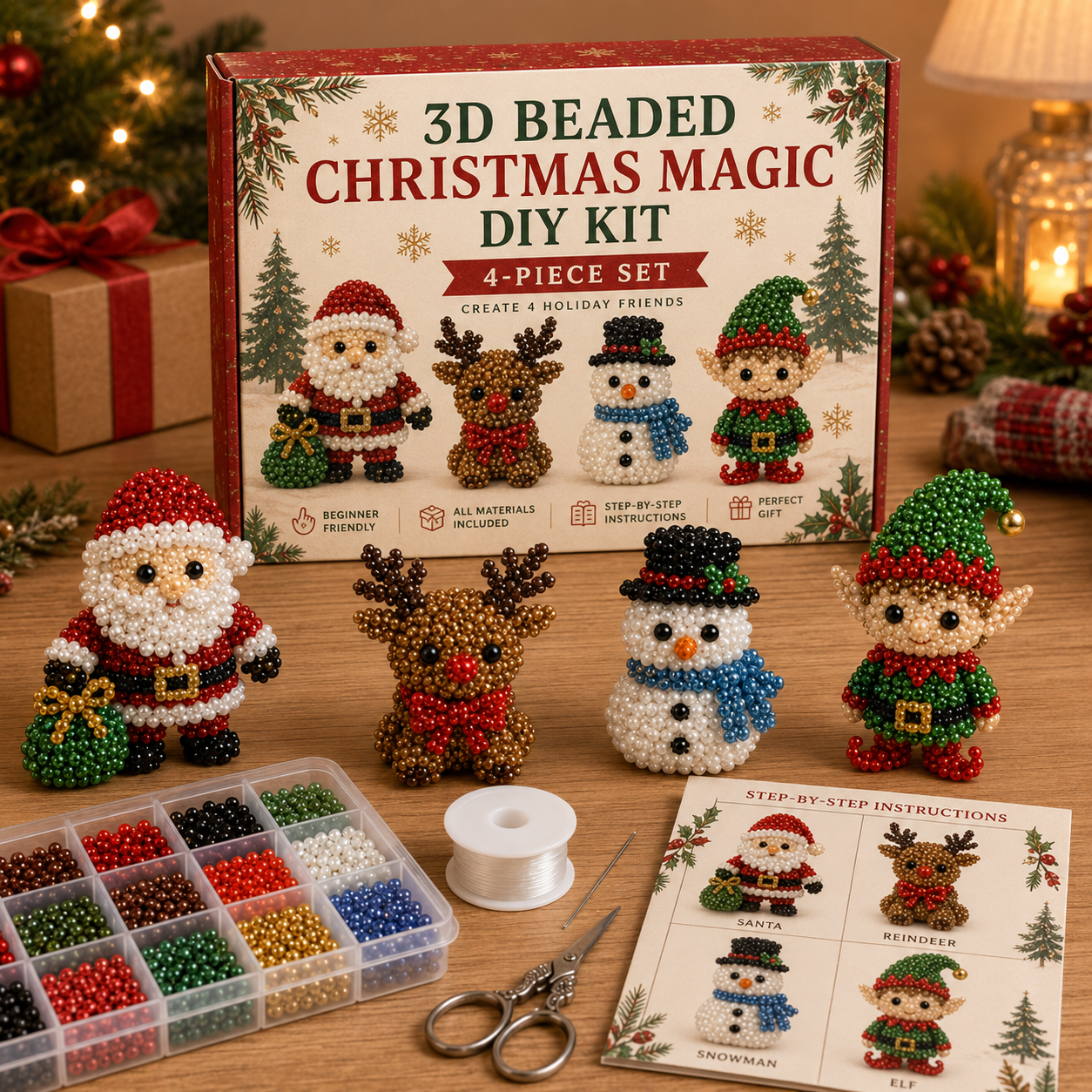 🔥 LAST DAY! Get 49% OFF Christmas Early Bird Special 🎄 3D Beaded Christmas Icons DIY Kit