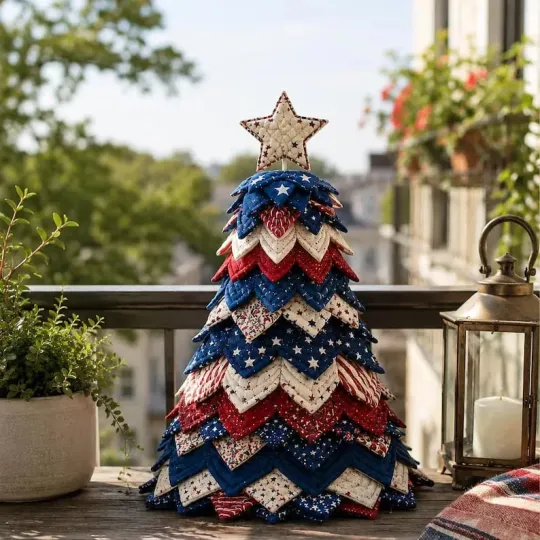 🔥 LAST DAY 70% OFF -🎄Americana Christmas Tree Quilt Kit – Easy Layered Fabric Holiday Décor for Quilting Lovers