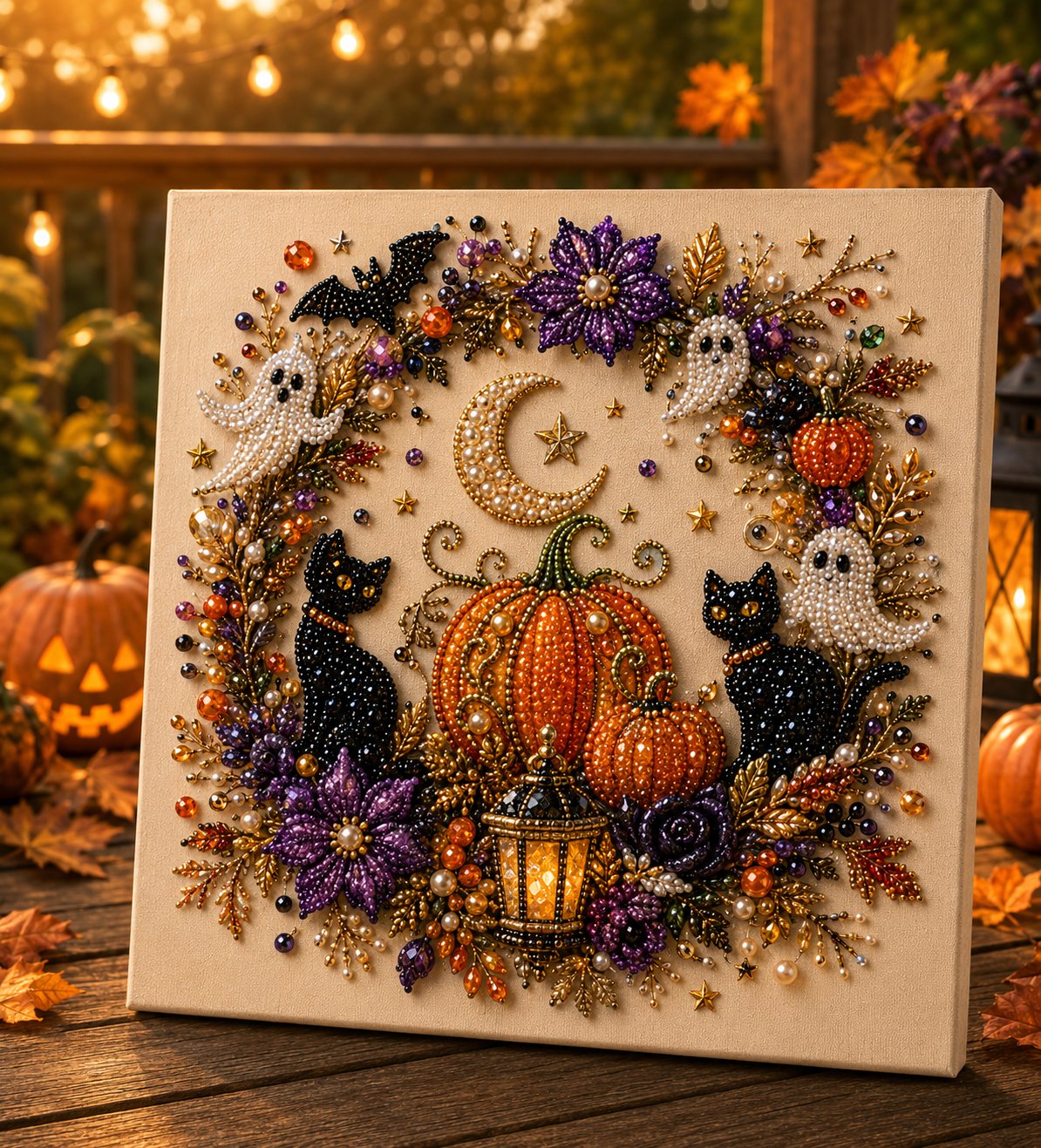🔥 Last Day 75% OFF – 👻✨ Halloween Pearl Art DIY Kit – Turn Tiny Pearls into Spooky-Cute Magic