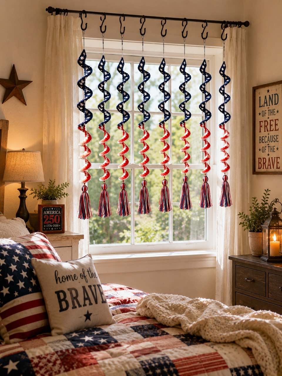 🧶 Handmade Patriotic Spiral Wind Spinner 🏡🎐