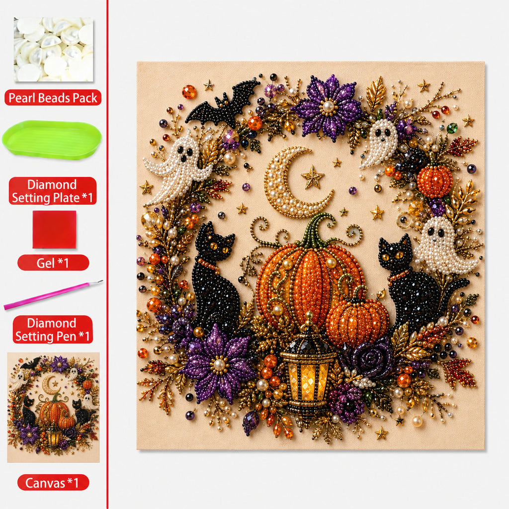 🔥 Last Day 75% OFF – 👻✨ Halloween Pearl Art DIY Kit – Turn Tiny Pearls into Spooky-Cute Magic