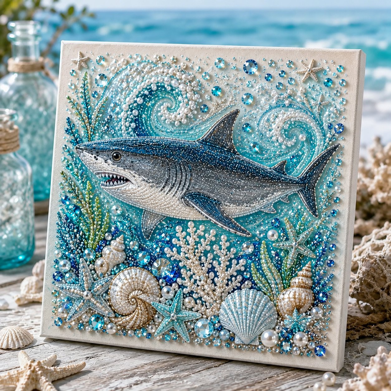 💥 Last Day 75% OFF - 🌊💙 Ocean Theme Pearl Art DIY Kit – Relaxing DIY Craft to Create Stunning Coastal Artwork