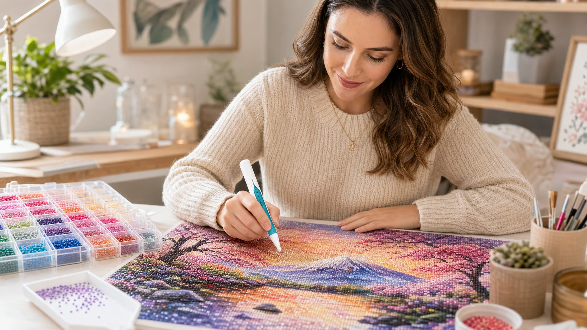 🔥 Last Day 70% OFF – 💎 Automatic Diamond Painting Bead Dispenser Pen & Tray Set