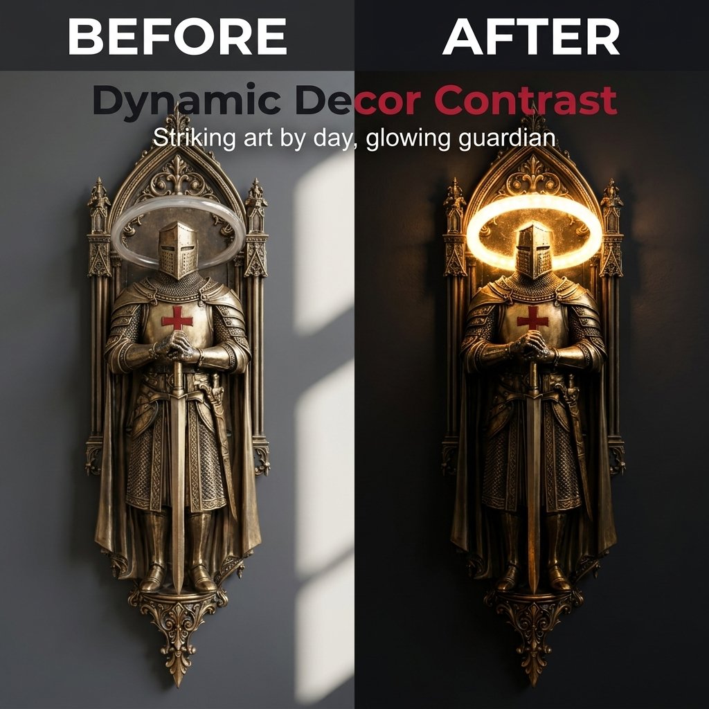 🛡️ Medieval Castle Knight Wall Sconce, Warm Glow Atmospheric Wall Lamp⚔️✨