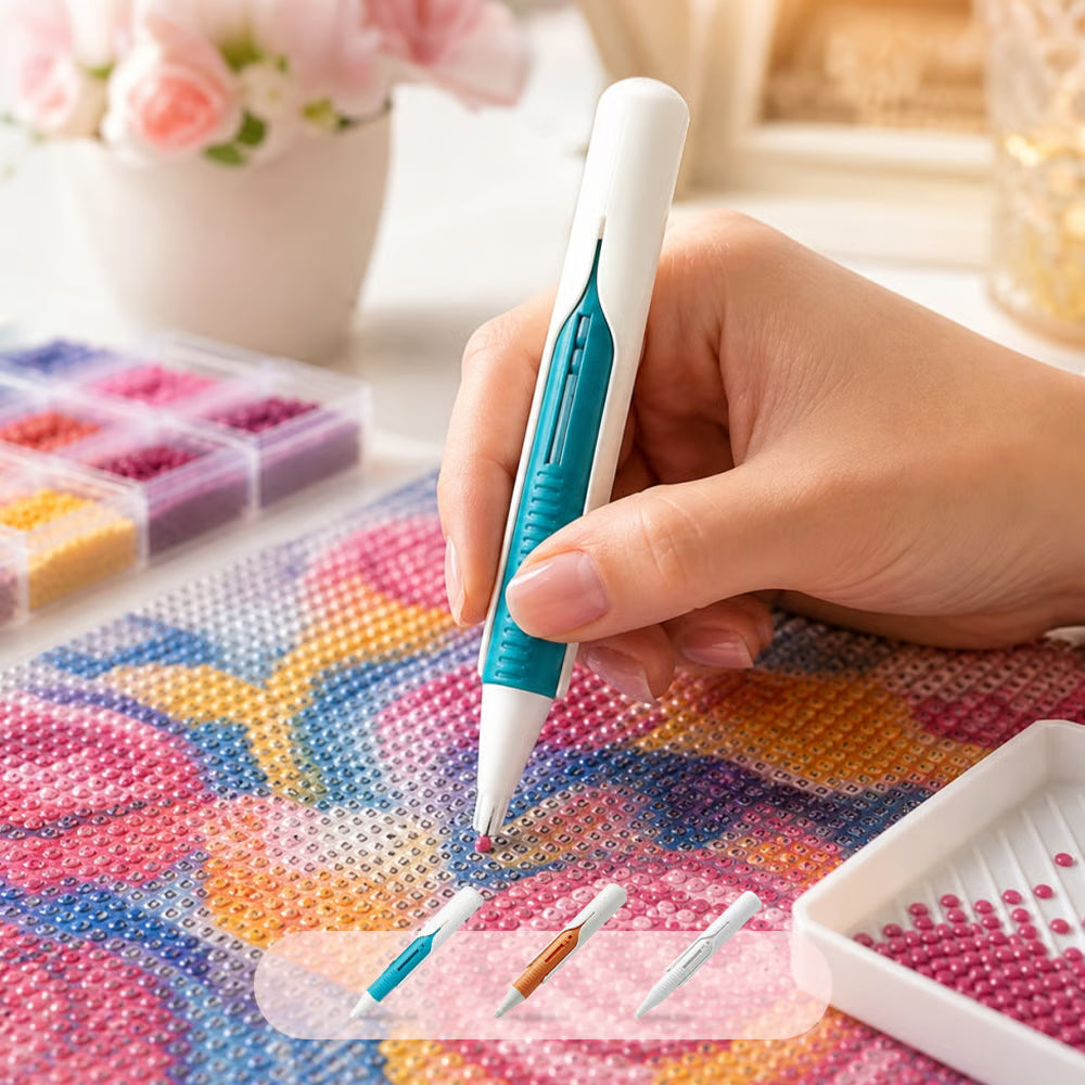 🔥 Last Day 70% OFF – 💎 Automatic Diamond Painting Bead Dispenser Pen & Tray Set