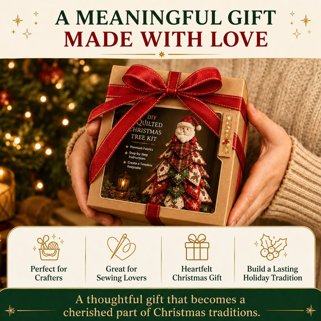 🔥CHRISTMAS EARLY BIRD SALE — 70% OFF 🎄🧵DIY Quilted Christmas Tree Kit – Handmade Fabric Holiday Tabletop Tree Decor