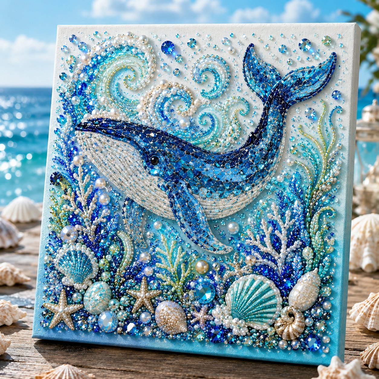 💥 Last Day 75% OFF - 🌊💙 Ocean Theme Pearl Art DIY Kit – Relaxing DIY Craft to Create Stunning Coastal Artwork