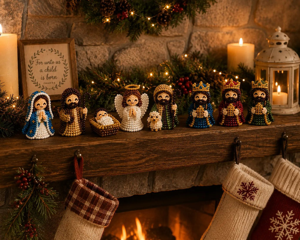 ✝️3D Beaded Nativity Collection DIY Kit –– Handmade Christmas Faith Craft Set (8-Piece Set)