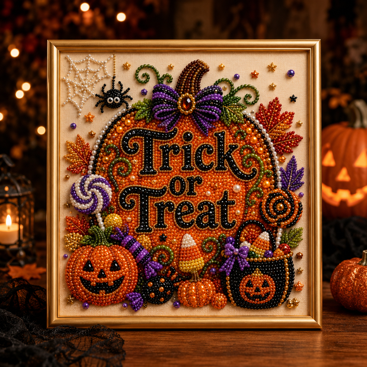 🔥 Last Day 75% OFF – 👻✨ Halloween Pearl Art DIY Kit – Turn Tiny Pearls into Spooky-Cute Magic