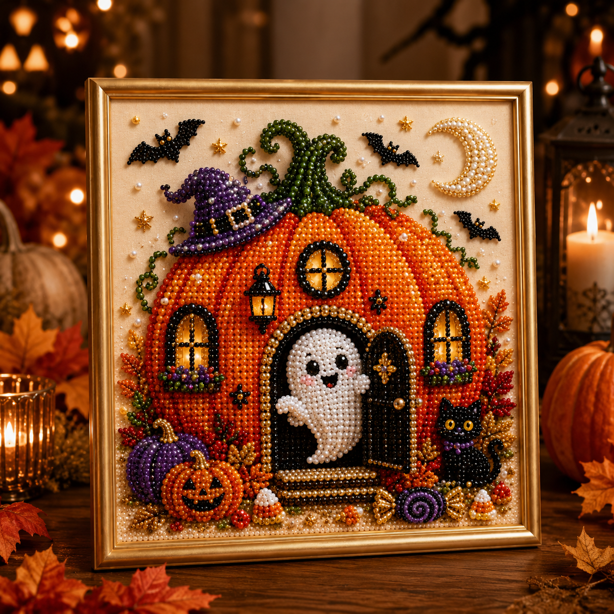 🔥 Last Day 75% OFF – 👻✨ Halloween Pearl Art DIY Kit – Turn Tiny Pearls into Spooky-Cute Magic