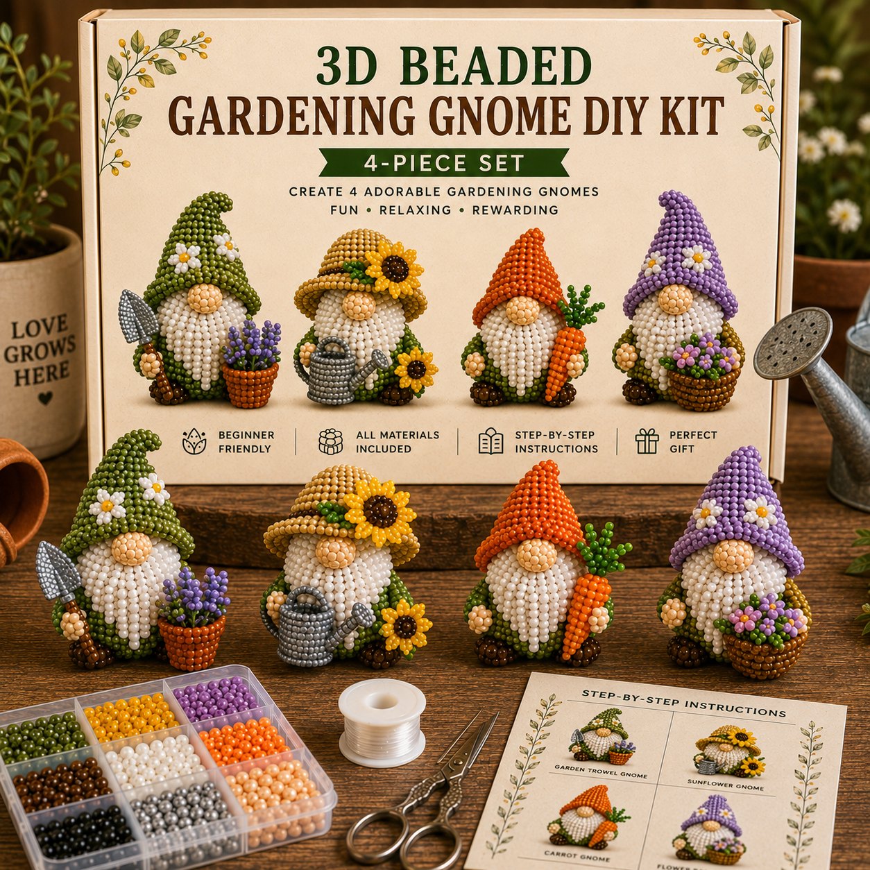 🔥LAST DAY 70% OFF♥ 3D Beaded Gnome DIY Kit