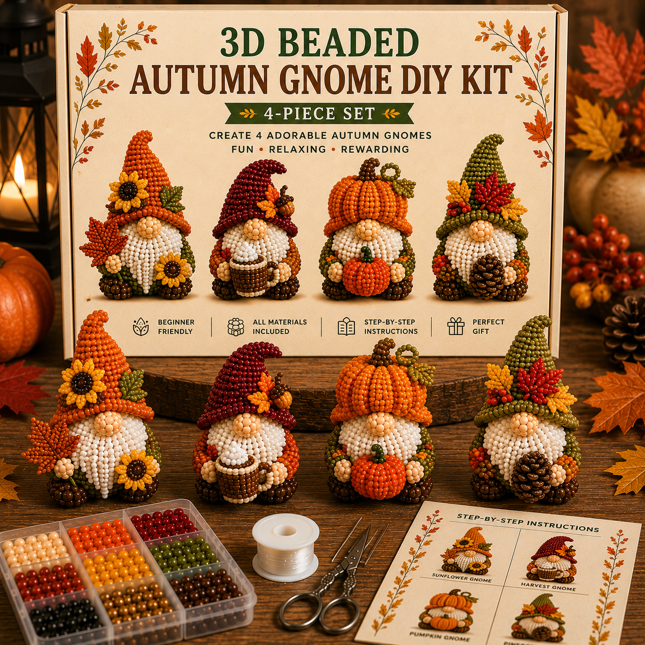 🔥LAST DAY 70% OFF♥ 3D Beaded Gnome DIY Kit