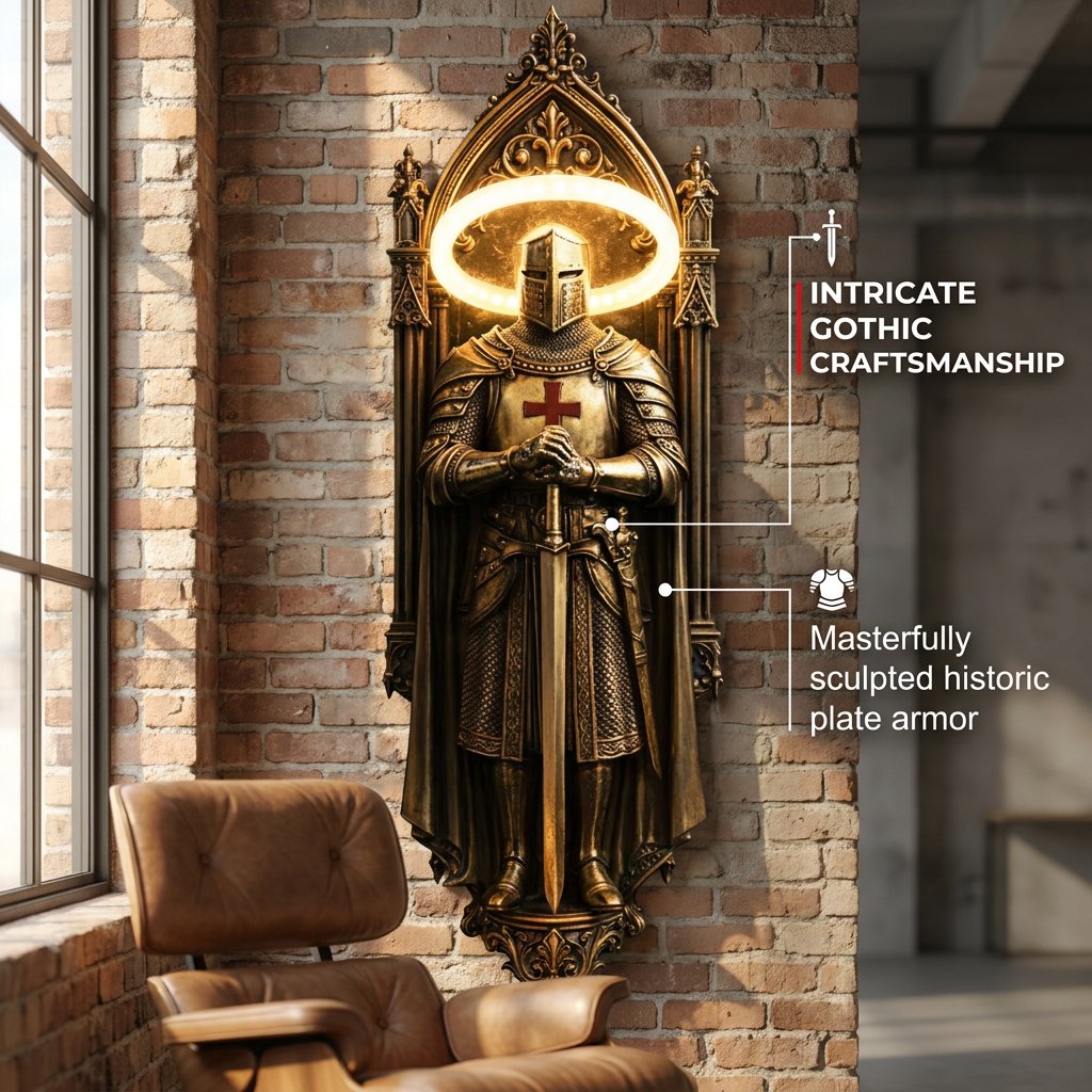 🛡️ Medieval Castle Knight Wall Sconce, Warm Glow Atmospheric Wall Lamp⚔️✨