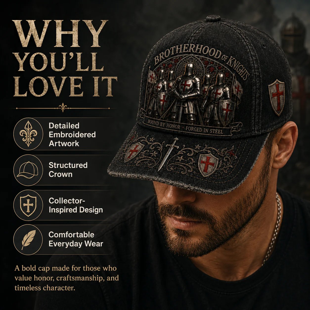 ⚔️ 2026 Architecturm®Brotherhood Of Knights Honor Cap 🎁 Free Honor Coin With Every Cap Purchase