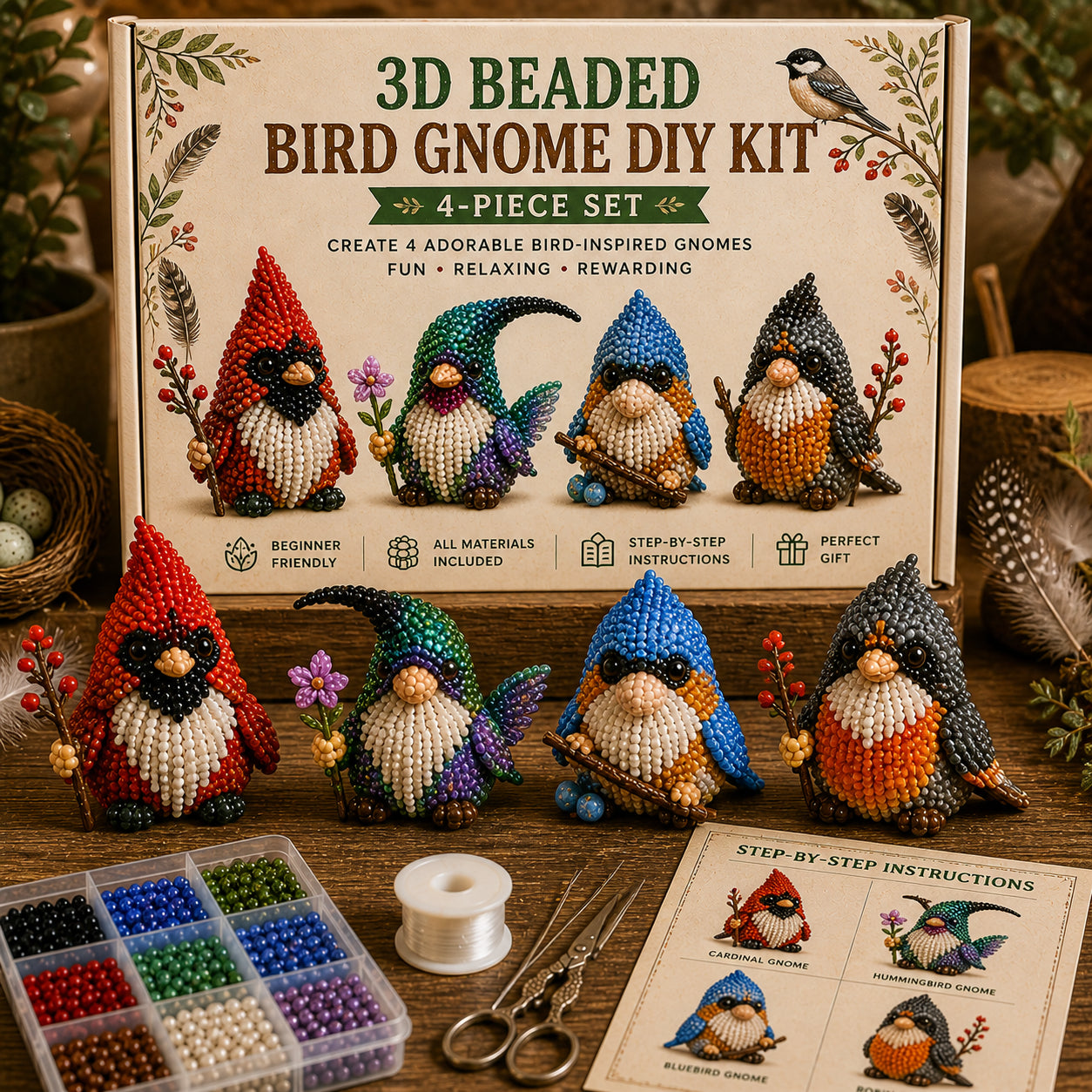 🔥LAST DAY 70% OFF♥ 3D Beaded Gnome DIY Kit