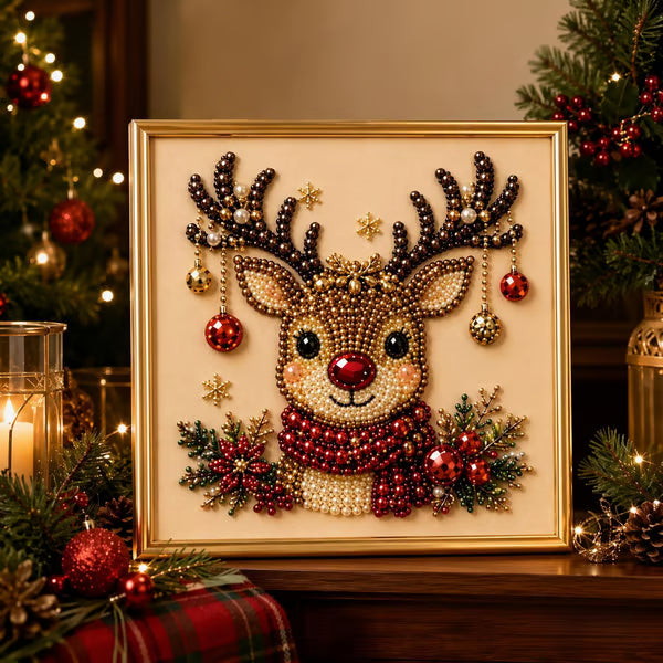 LSAT DAY 75% OFF 🎄🎅 Premium 3D Pearl Christmas Wall Art Kit | Luxury Flocked Canvas with Scratch-Resistant Non-Fading Pearl Beads DIY Holiday Decor ⛄️❄️