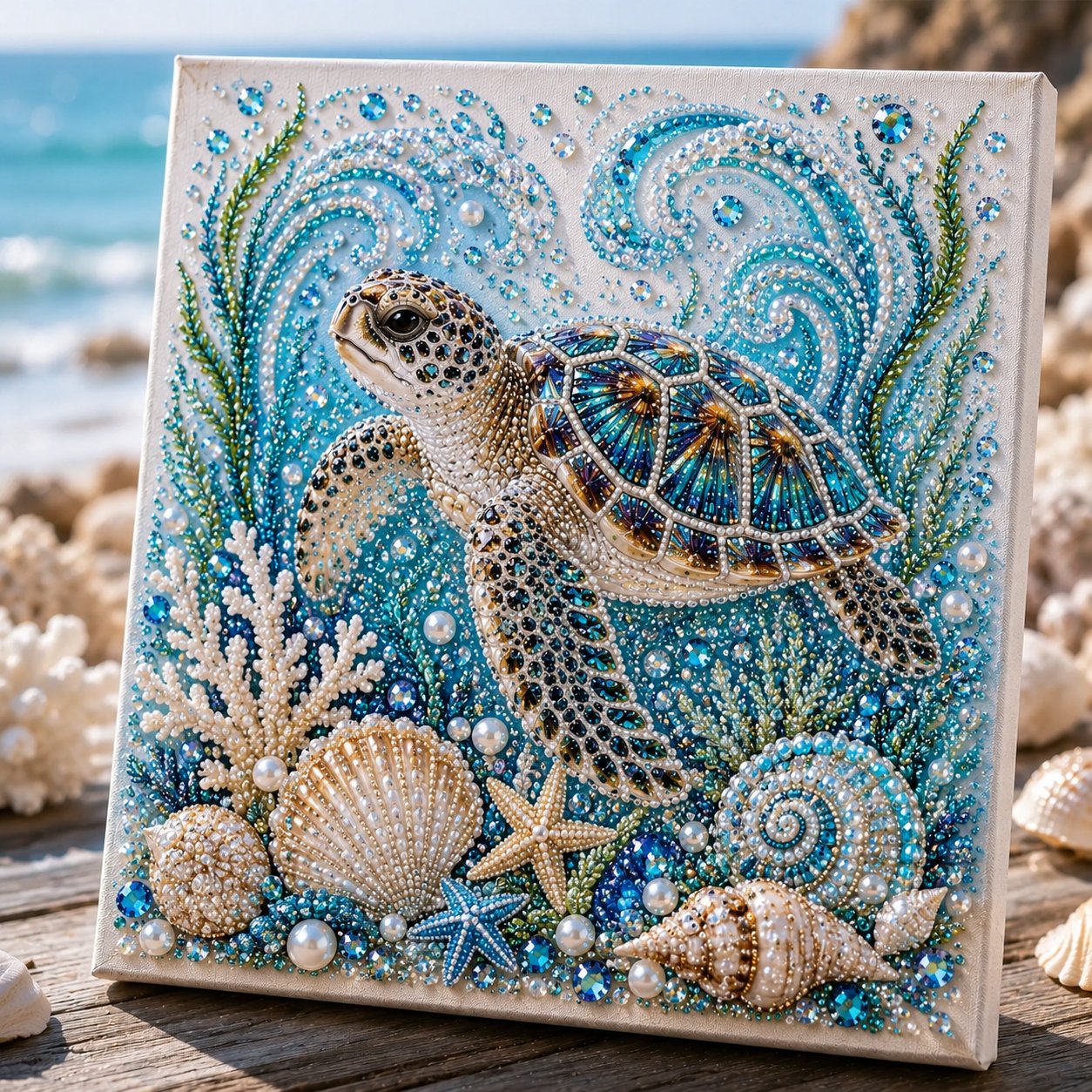 💥 Last Day 75% OFF - 🌊💙 Ocean Theme Pearl Art DIY Kit – Relaxing DIY Craft to Create Stunning Coastal Artwork