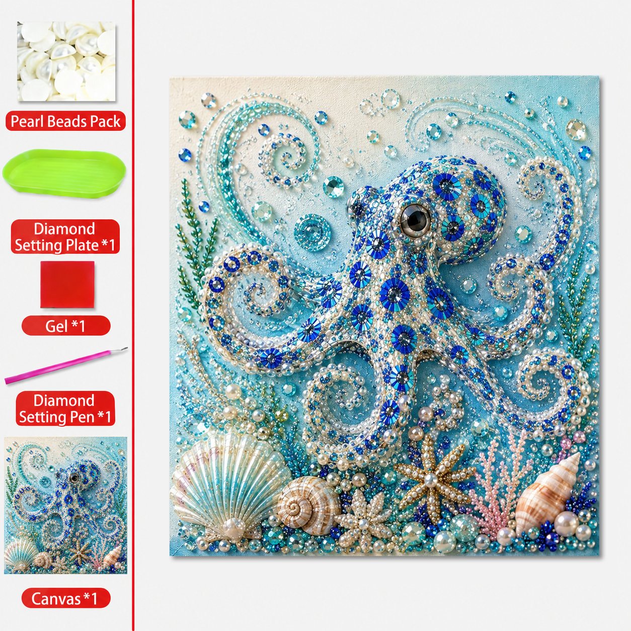 💥 Last Day 75% OFF - 🌊💙 Ocean Theme Pearl Art DIY Kit – Relaxing DIY Craft to Create Stunning Coastal Artwork