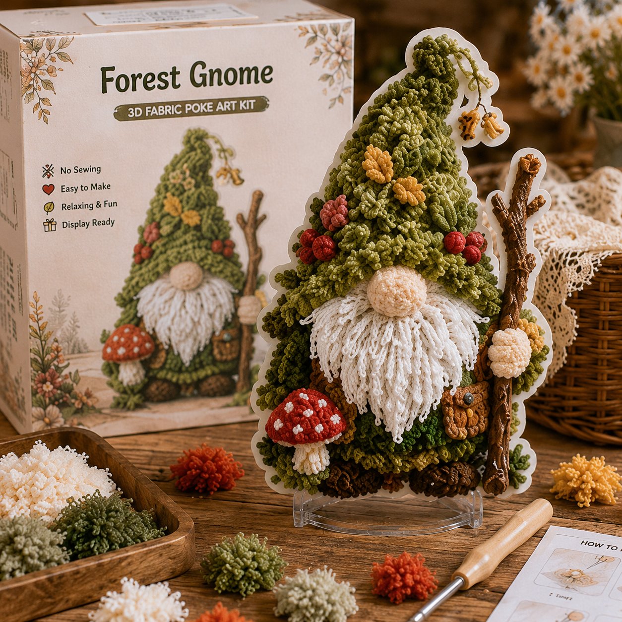 Gnome 3D Fabric Poke Art Kit