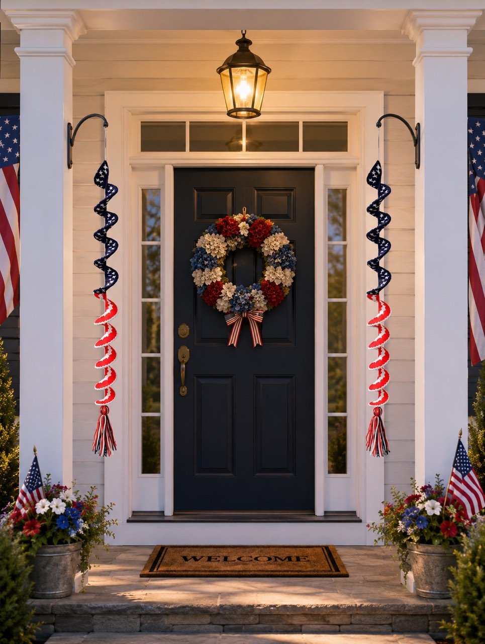 🧶 Handmade Patriotic Spiral Wind Spinner 🏡🎐