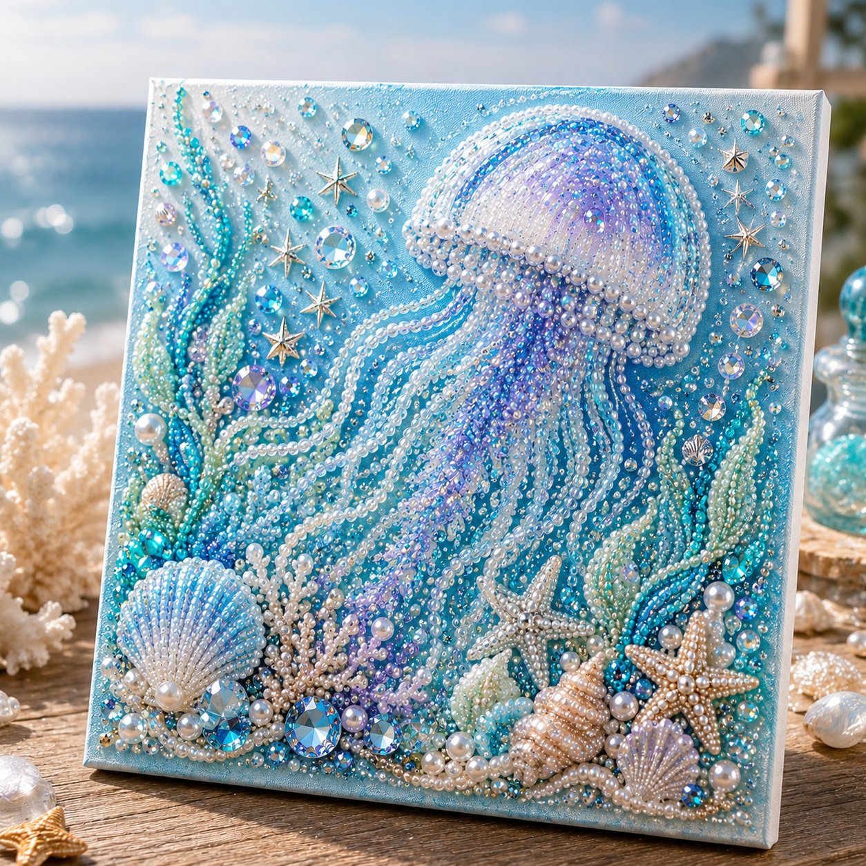 💥 Last Day 75% OFF - 🌊💙 Ocean Theme Pearl Art DIY Kit – Relaxing DIY Craft to Create Stunning Coastal Artwork