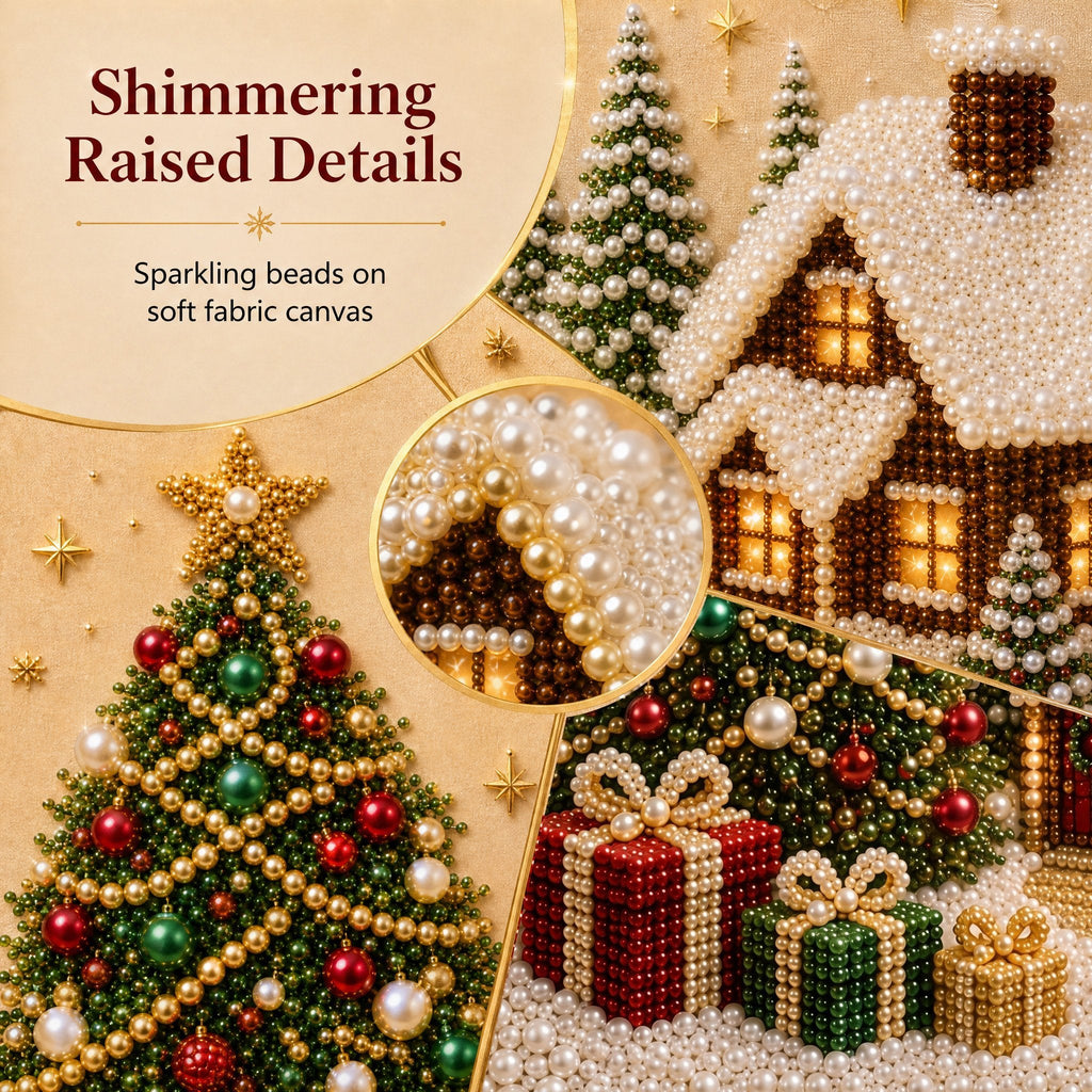 LSAT DAY 75% OFF 🎄🎅 Premium 3D Pearl Christmas Wall Art Kit | Luxury Flocked Canvas with Scratch-Resistant Non-Fading Pearl Beads DIY Holiday Decor ⛄️❄️